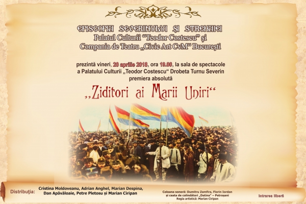 Conferinţă pastoral-misionară şi Piesă de teatru în premieră absolută – “Ziditori ai Marii Uniri”, la Palatul Culturii din Severin